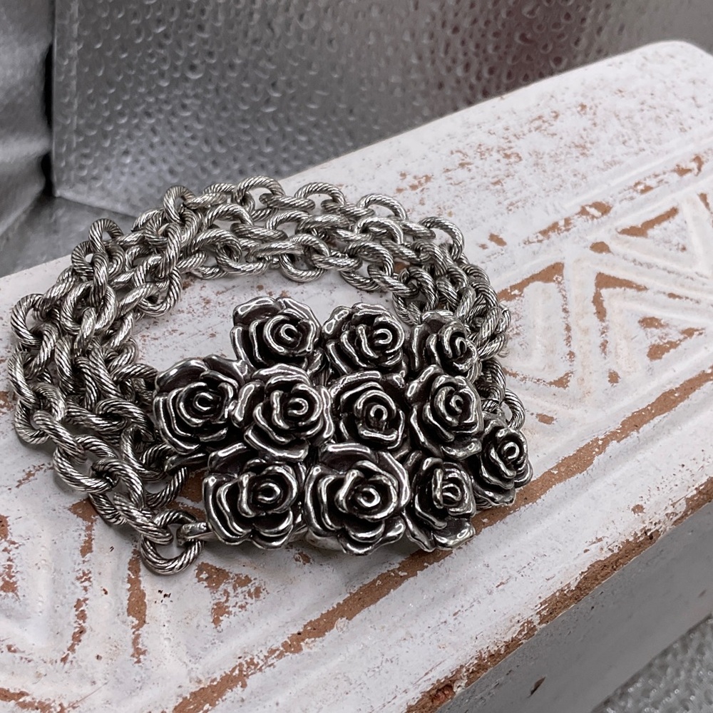 Brighton Silver Rose Chain Bracelet
